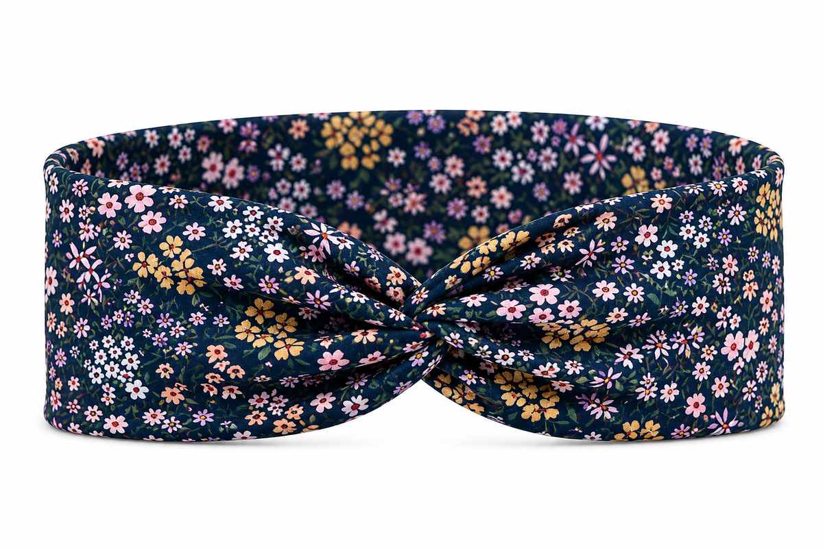 Purple/Orange Flowers Twist Headband