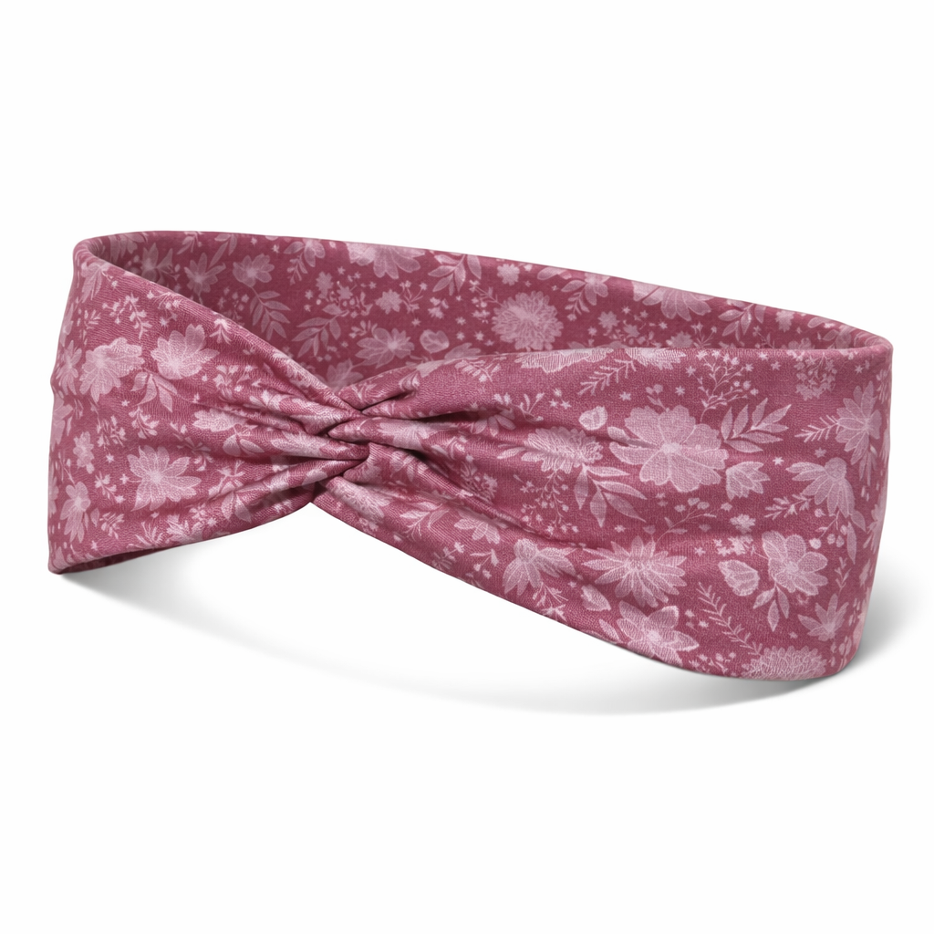 Raspberry Floral Twist Headband