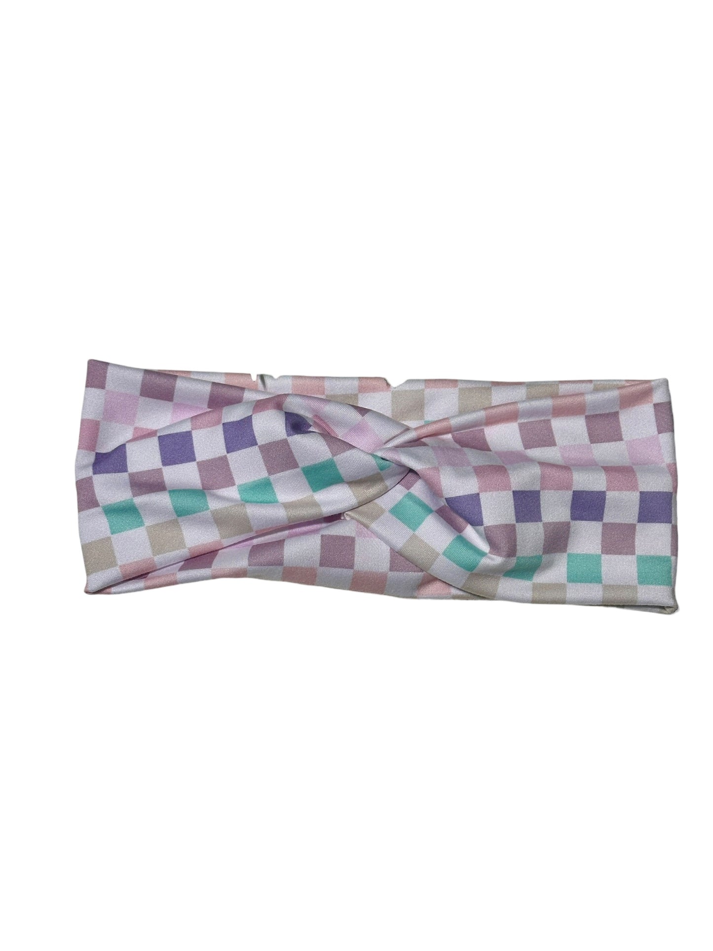 Pastel Checkered Twist Headband