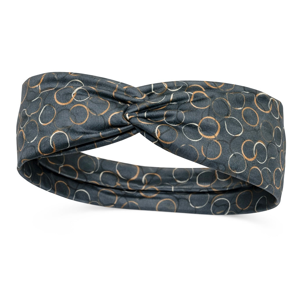Abstract Circles on Navy Twist Headband