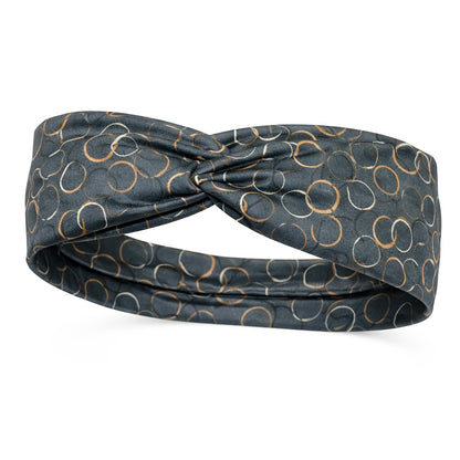 Abstract Circles on Navy Twist Headband