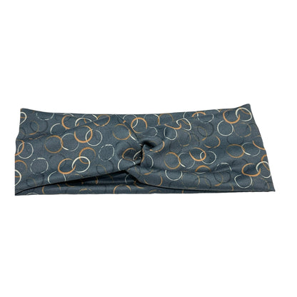 Abstract Circles on Navy Twist Headband