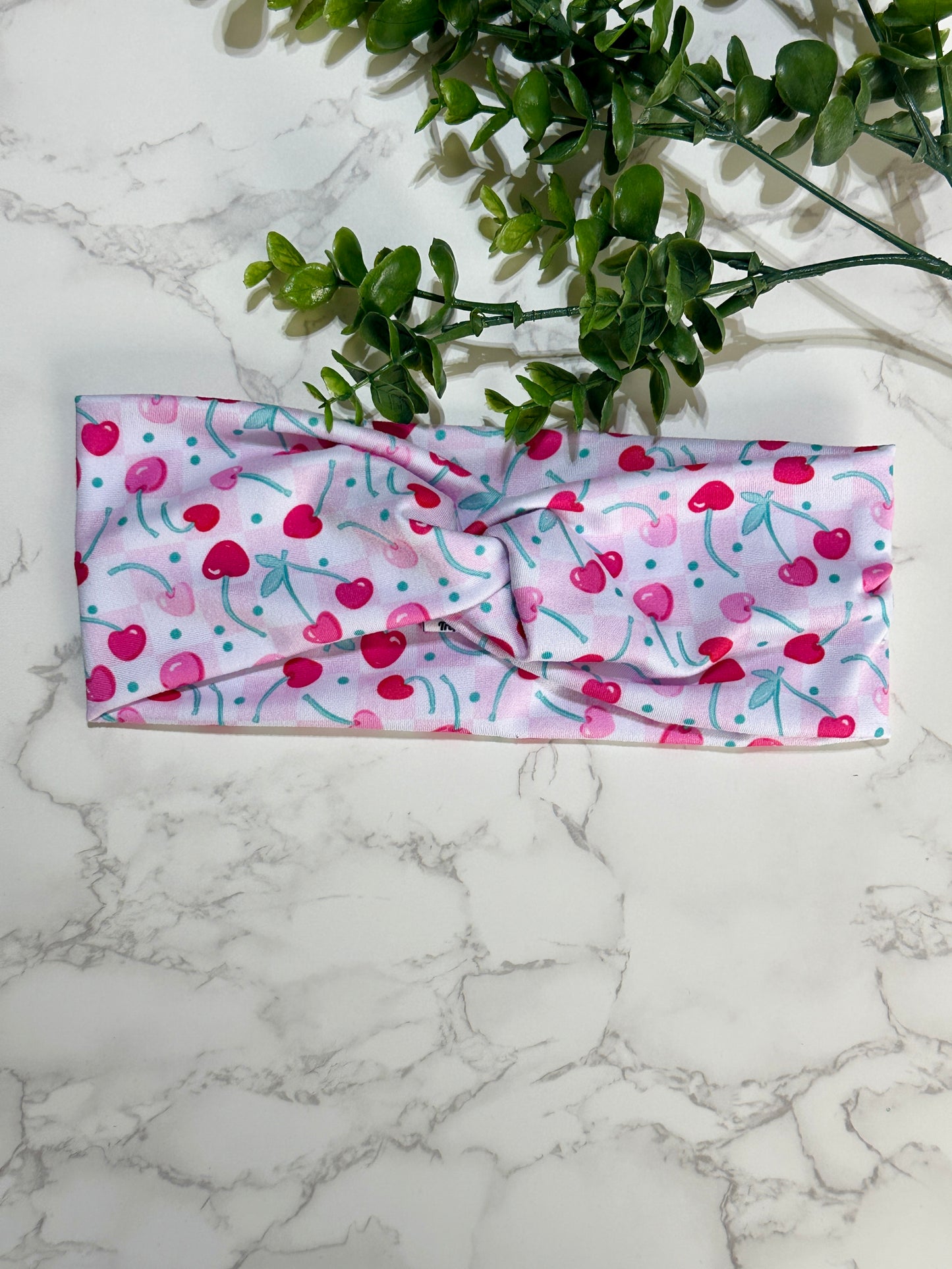 Cherry Hearts Twist Headband
