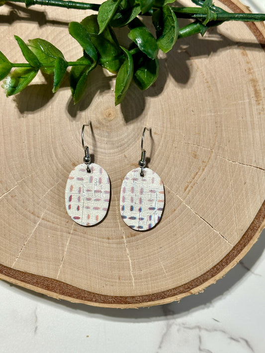 Mini Oval Earrings - Geometric Dashes