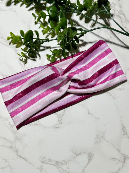 Pink Stripes Twist Headband