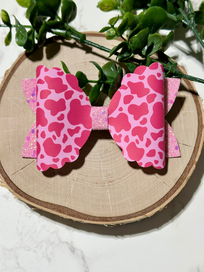 Pink Cow Spots Hairbow