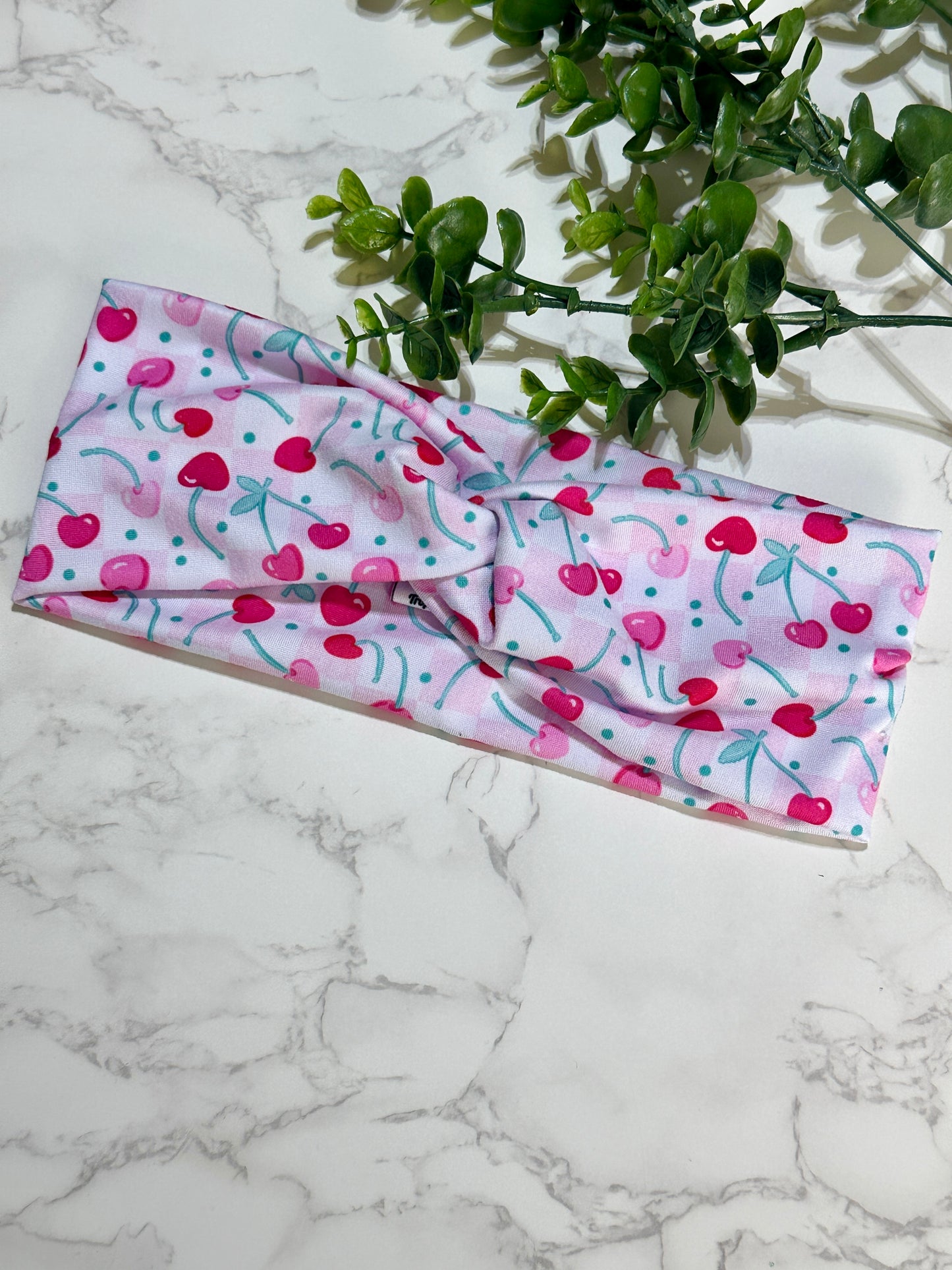 Cherry Hearts Twist Headband