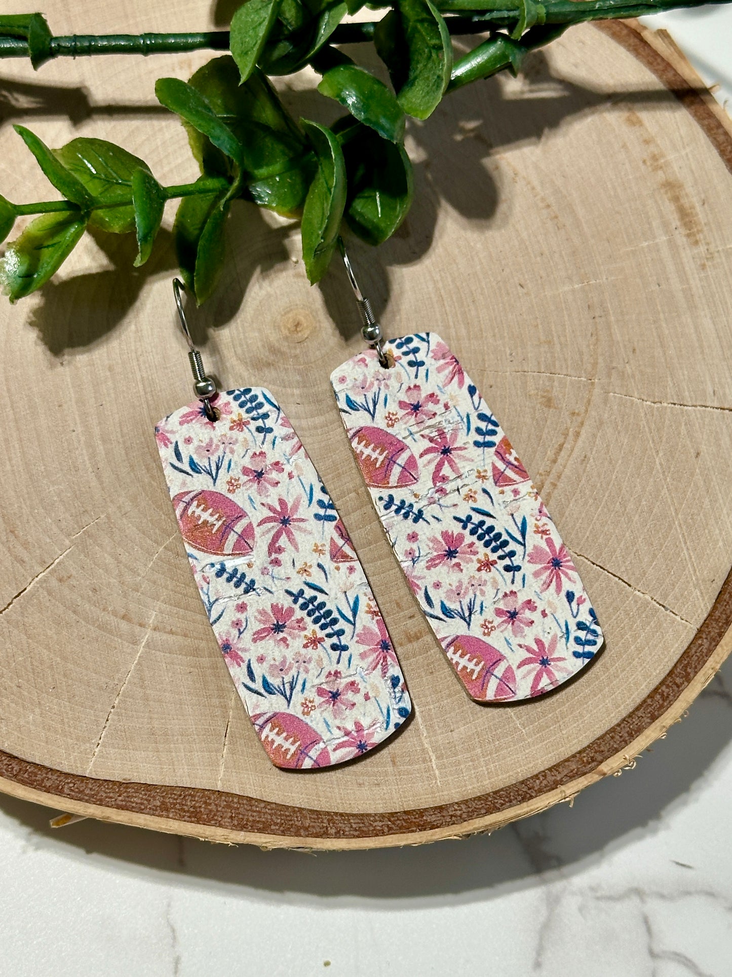Bar Earrings - Floral Football