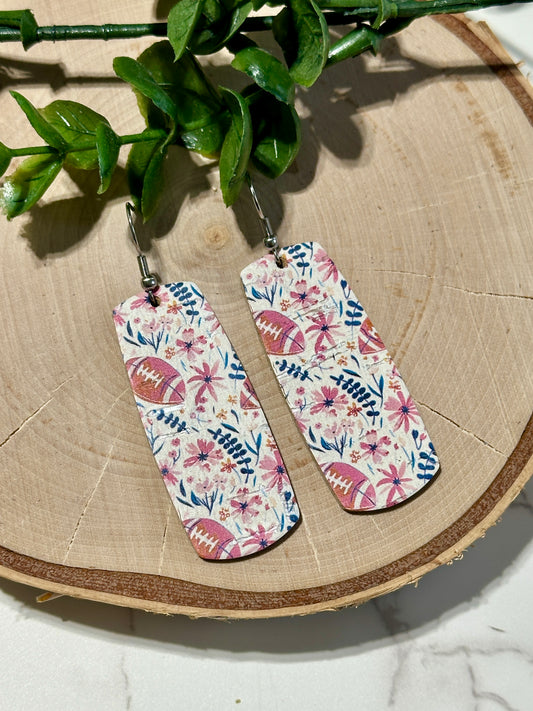 Bar Earrings - Floral Football