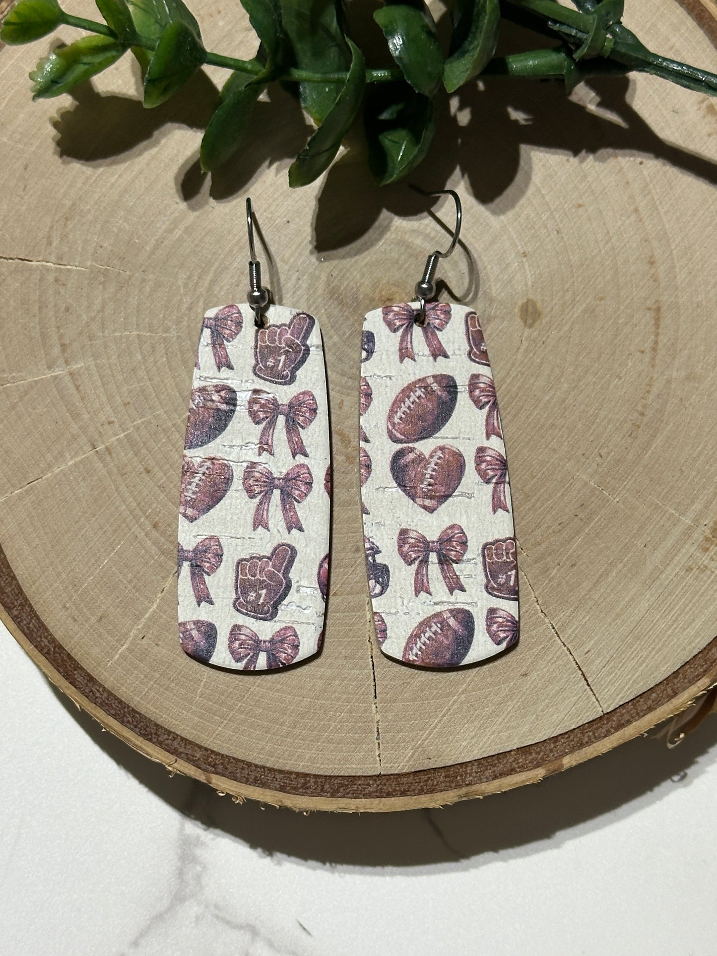 Bar Earrings - Football and Bows
