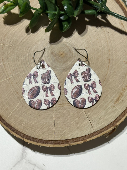 Small Teardrop Earrings - Football and Bows