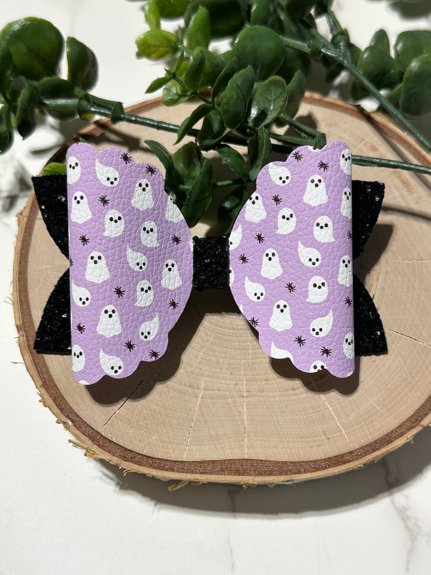 Cute Ghost on Purple Hairbow