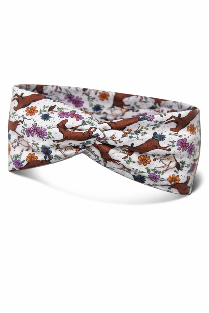 Horses and Flowers Twist Headband