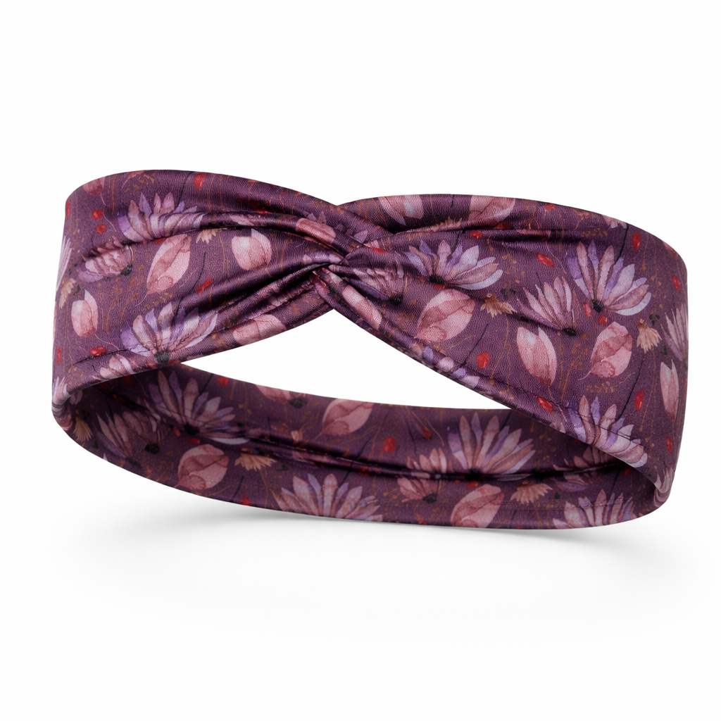 Purple Flowers Twist Headband