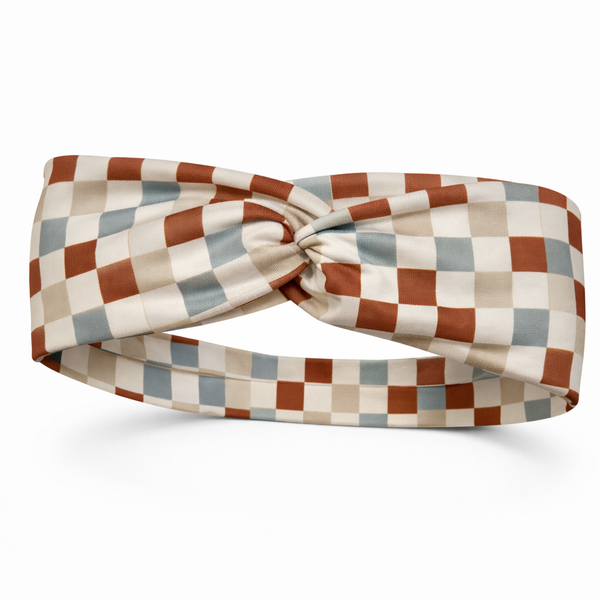 Boho Fall Checkered Twist Headband
