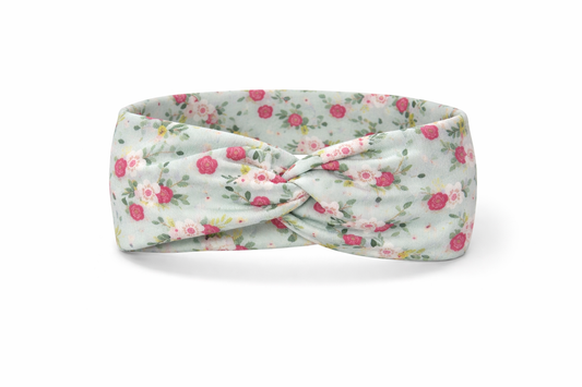 Light Mint Floral Twist Headband