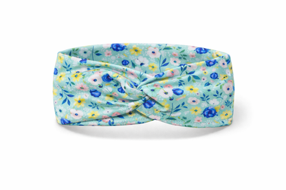 Beautiful Spring Flowers on Mint Twist Headband