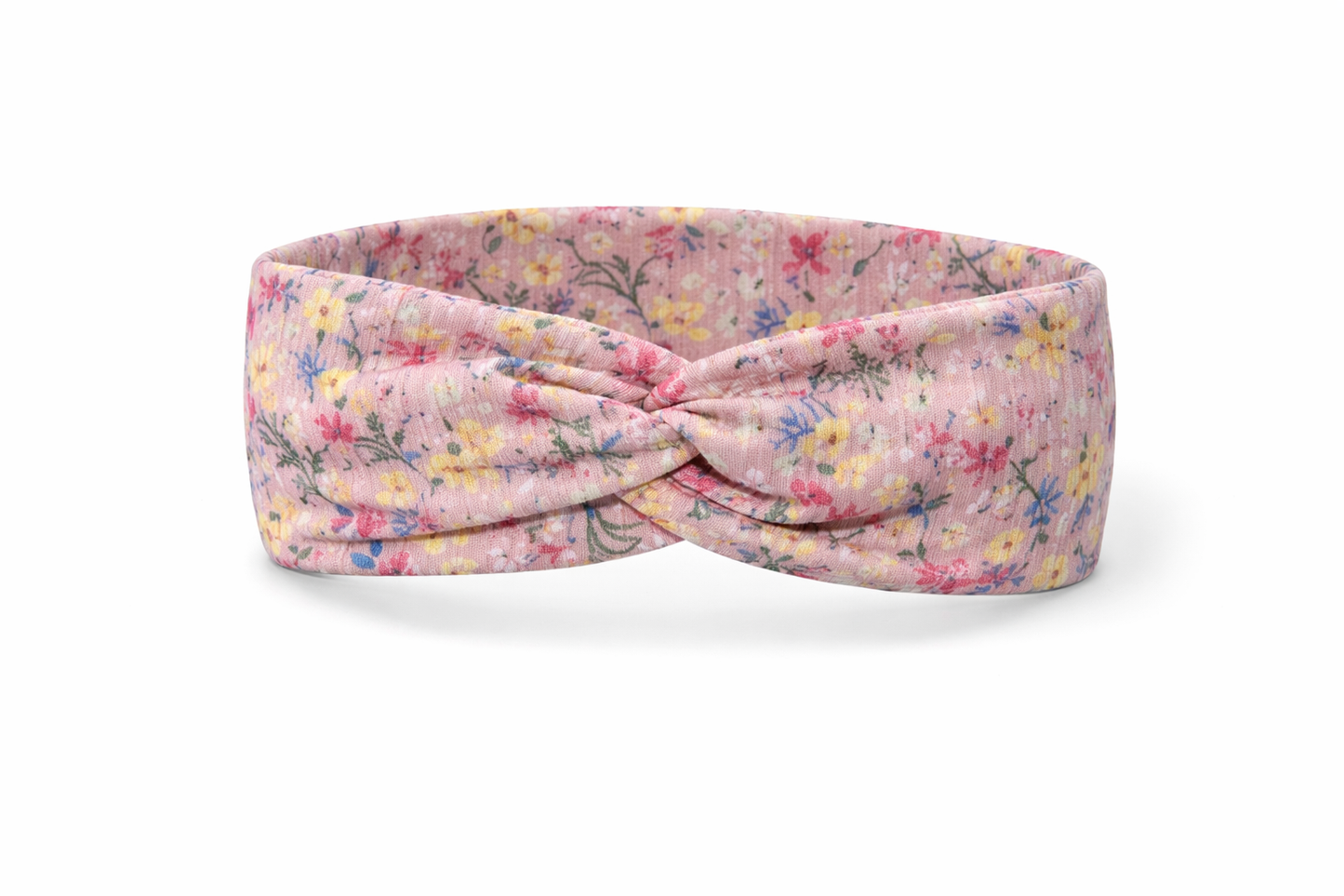 Pink Floral Ribbed Twist Headband