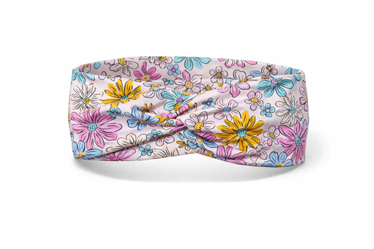 Large Pink Flowers Twist Headband