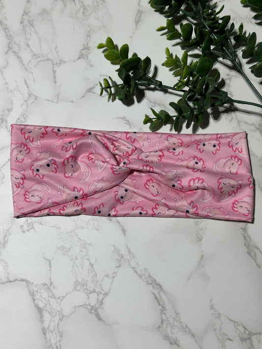 Pink Axolotyl Twist Headband