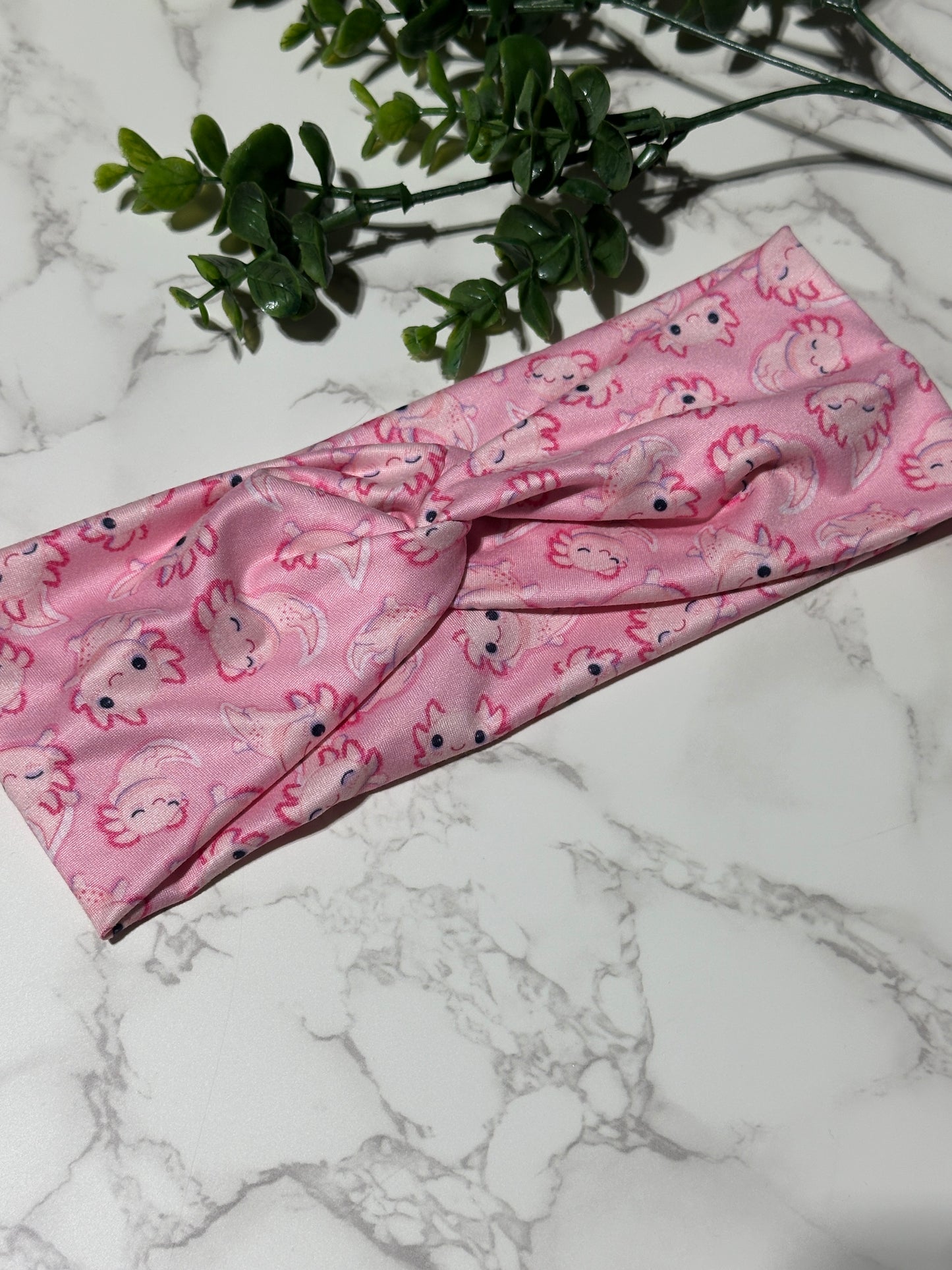 Pink Axolotyl Twist Headband