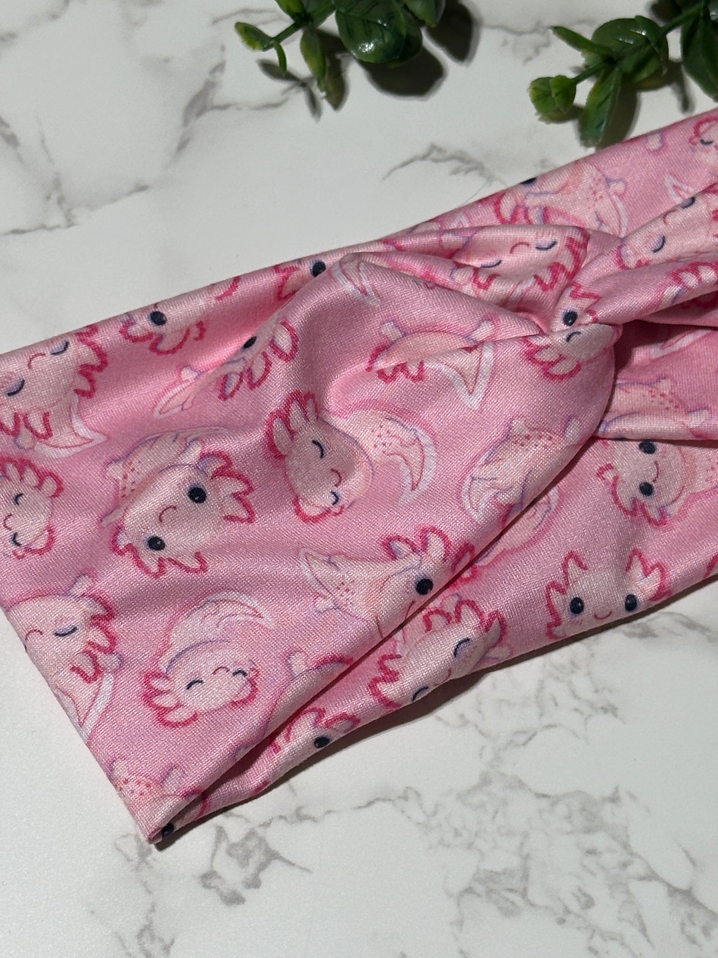 Pink Axolotyl Twist Headband