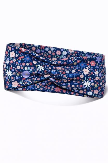 Flowers on Navy Twist Headband