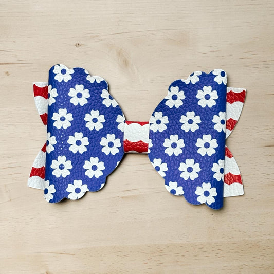 Red, white, blue flowers hairbow