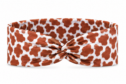 Brown Cow Print Twist Headband