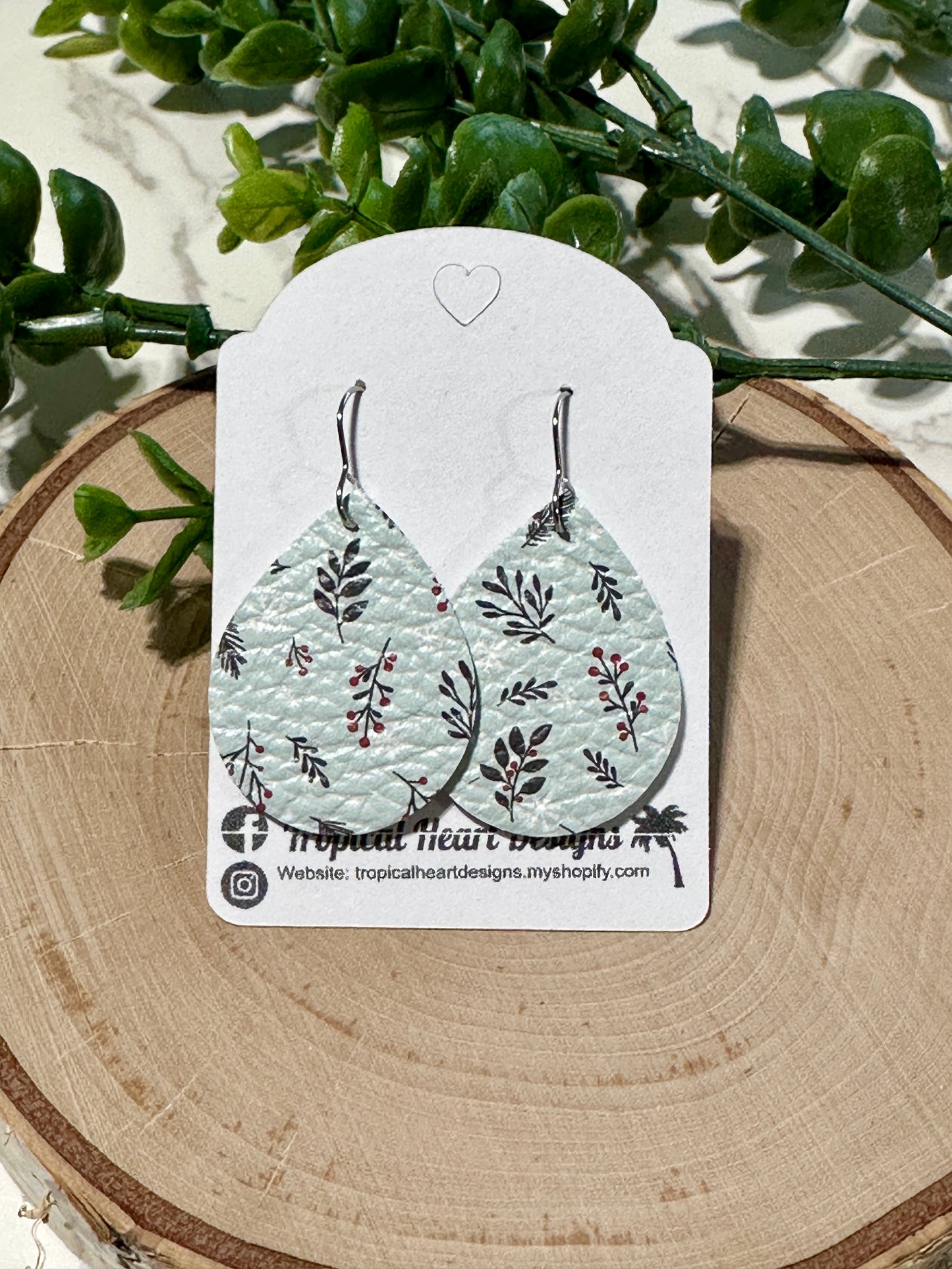Small Teardrop Earrings - Winter Botanicals