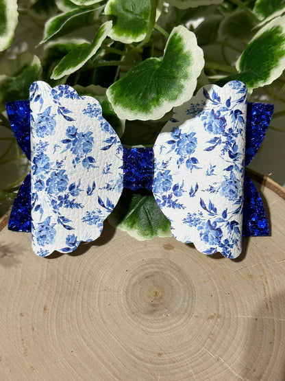 Blue Winter Floral bow - 2 options