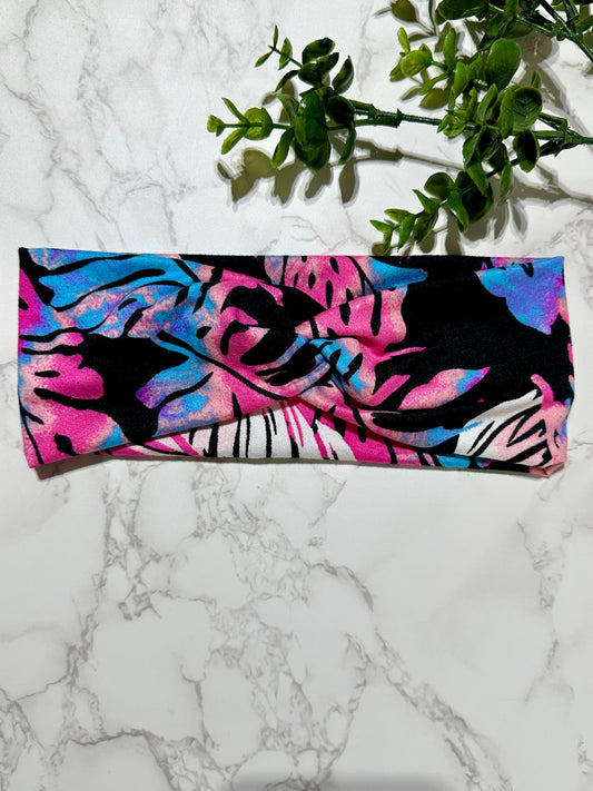 Pink/Blue Tropical Twist Headband