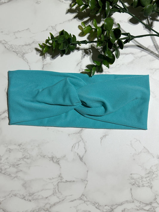 Solid Aqua Twist Headband