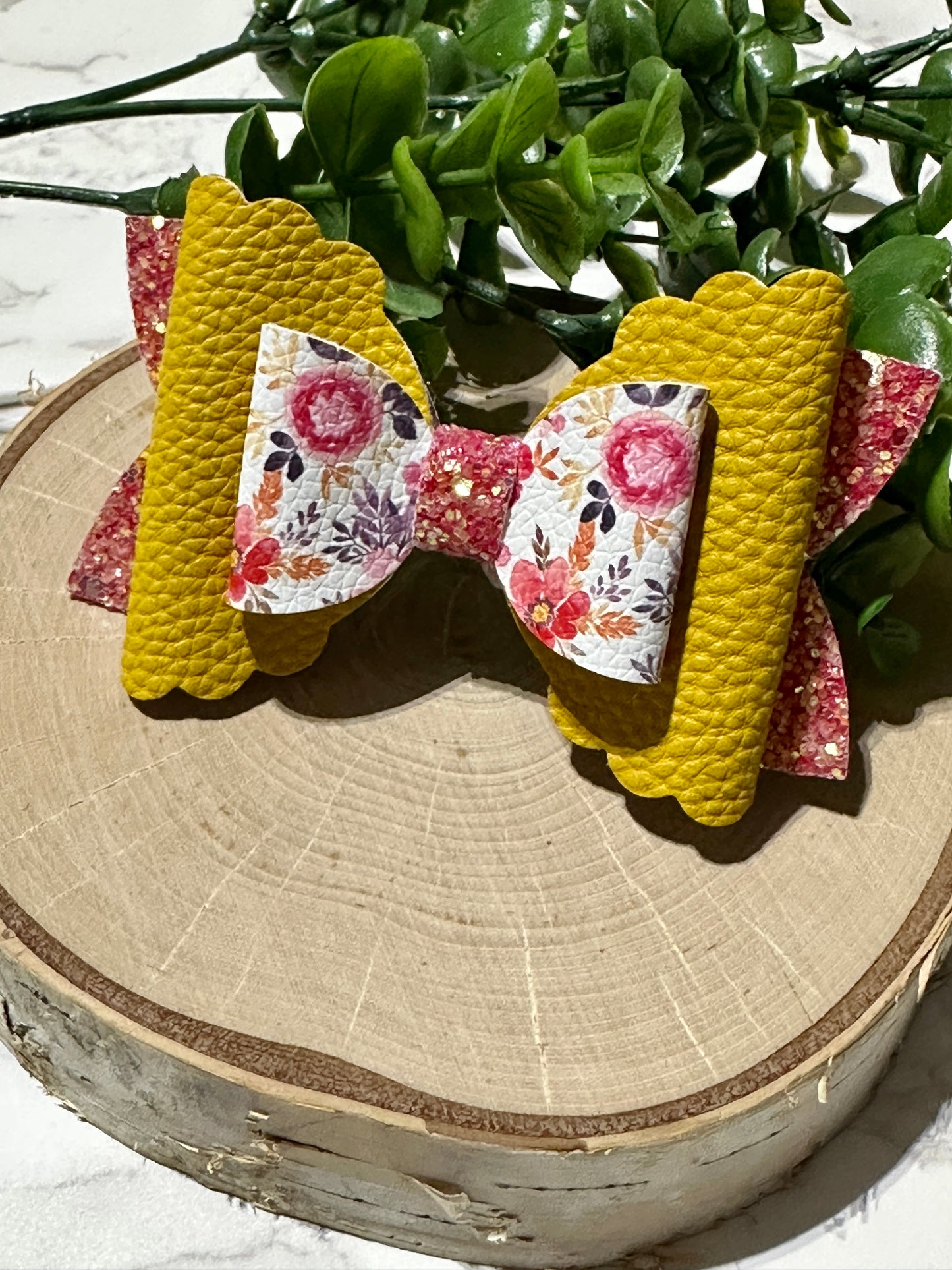 Fall Mustard/Orange Floral Hairbow