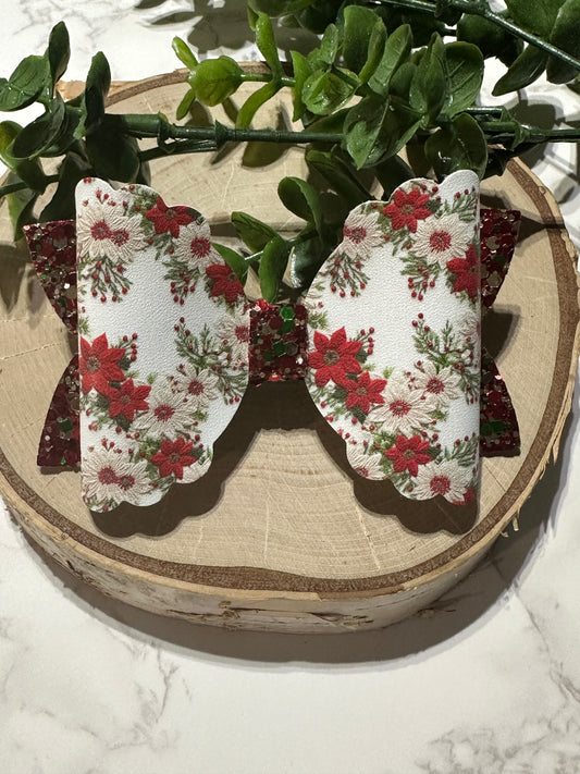 Embossed Like Christmas Flowers Hairbow