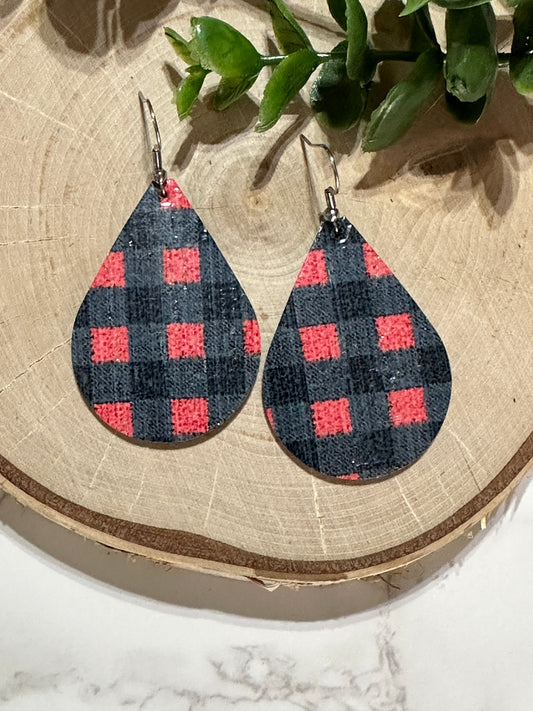 Buffalo Plaid Teardrop Earrings