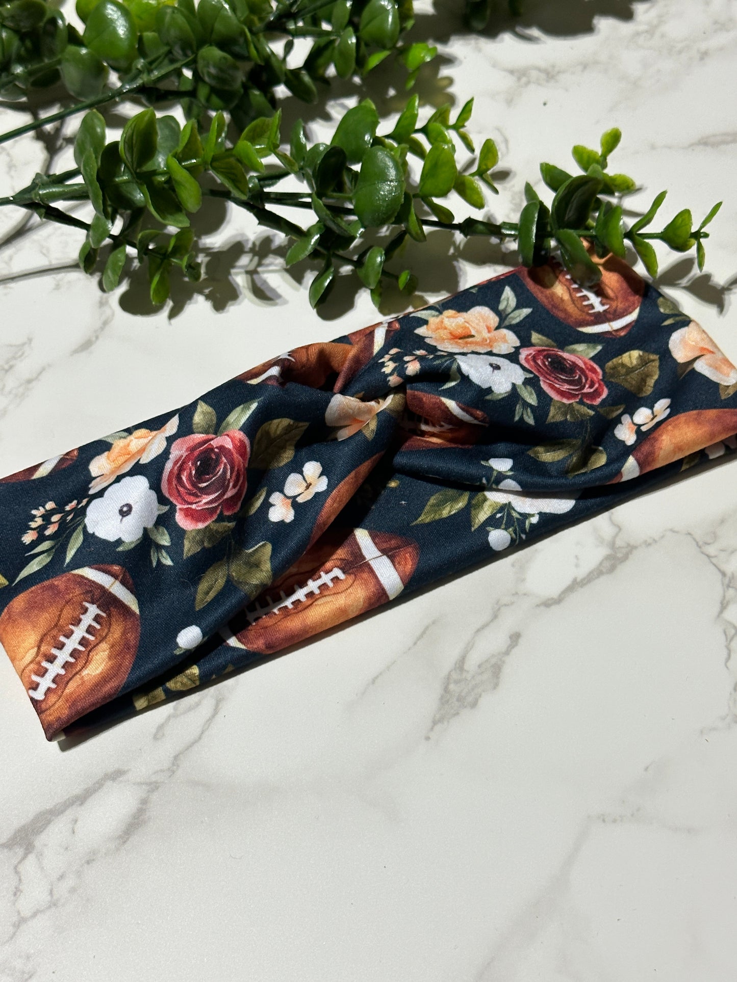Football Floral Twist Headband