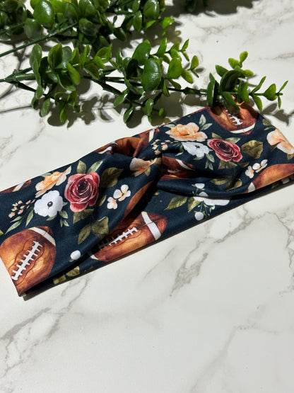 Football Floral Twist Headband