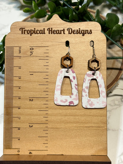 Pink Leopard Open Wedge Earrings