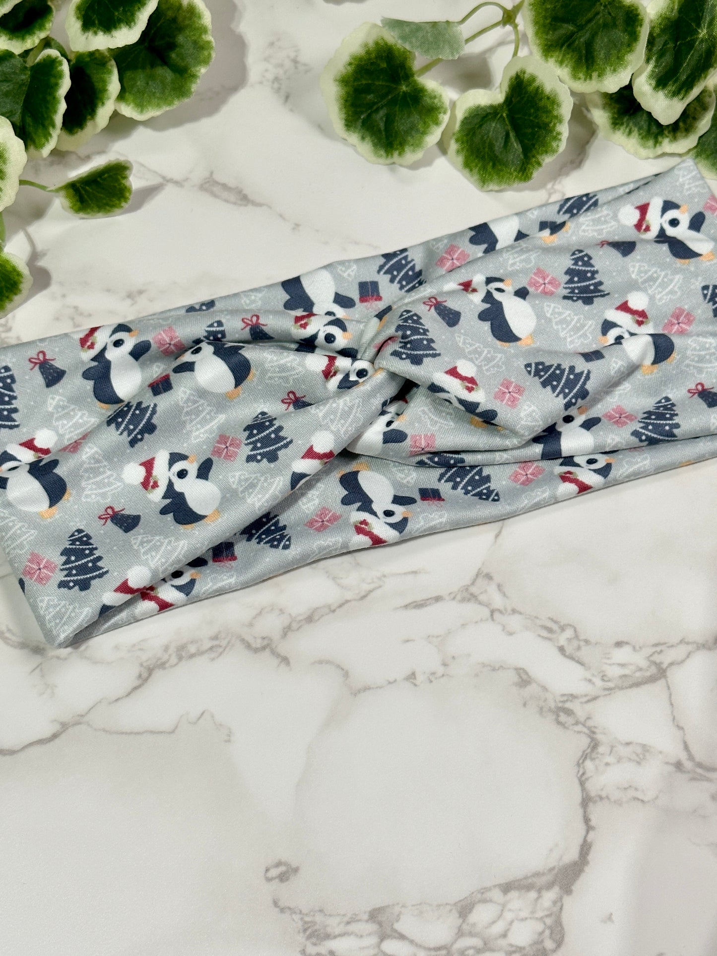 Christmas Penguins Twist Headband