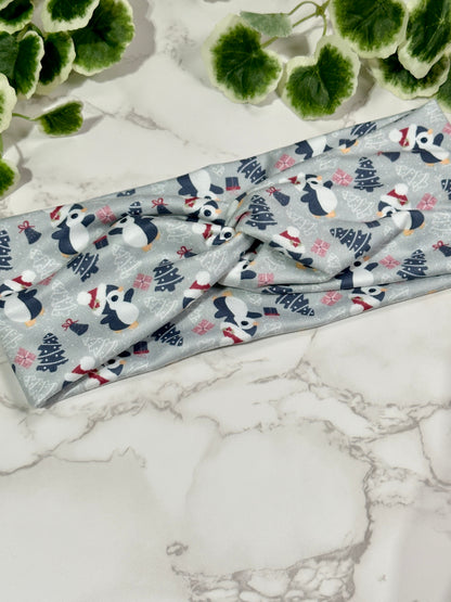 Christmas Penguins Twist Headband