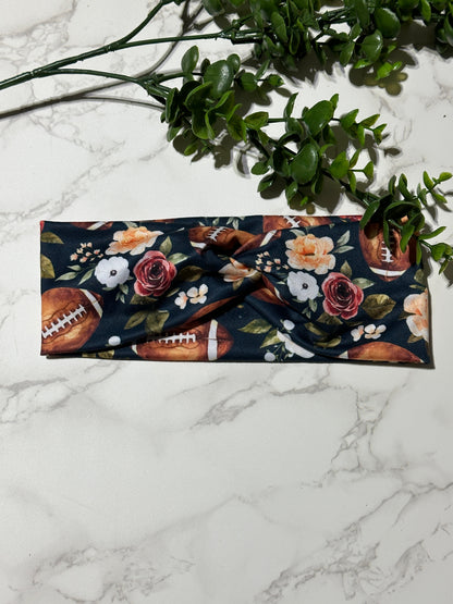 Football Floral Twist Headband