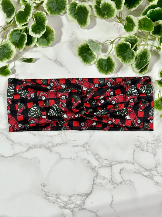 Red Christmas Truck Twist Headband