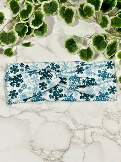 Blue Snowflake Twist Headband