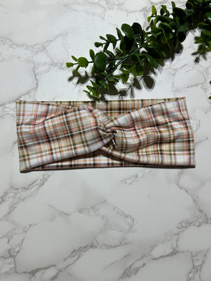 Fall Plaid Twist Headband