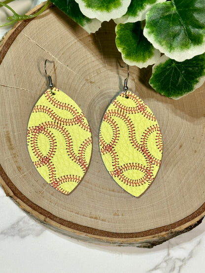 Softball leather earrings