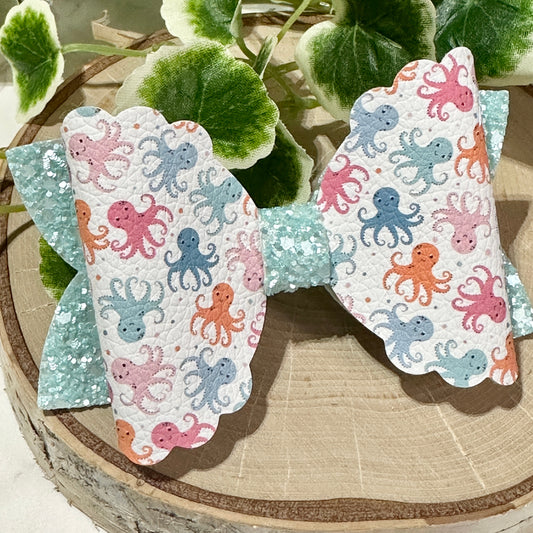 Octopus Hairbow Blue Glitter
