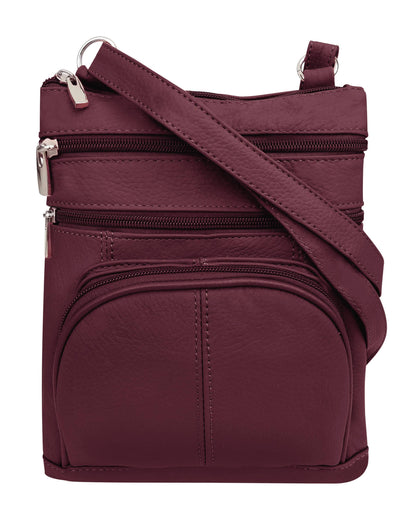 Genuine cowhide leather crossbody with phone pocket