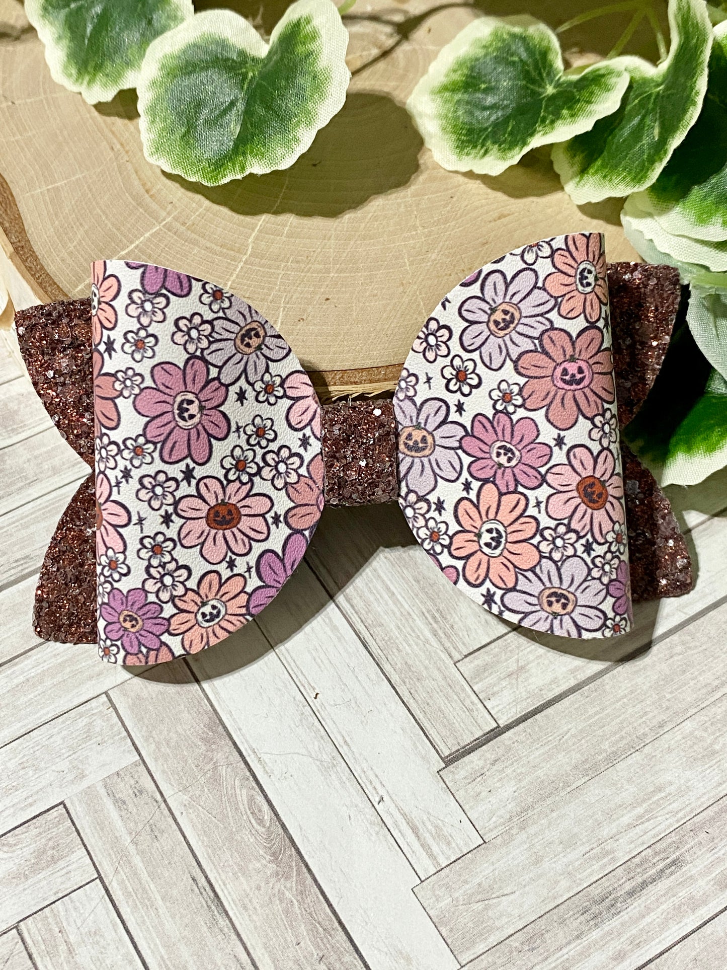 Pumpkin flower hair bow