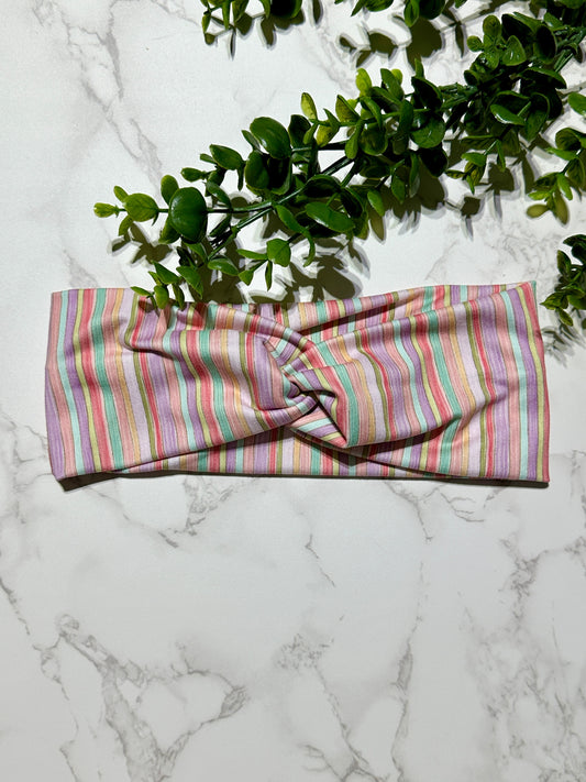 Pastel Spring Stripes Twist Headband